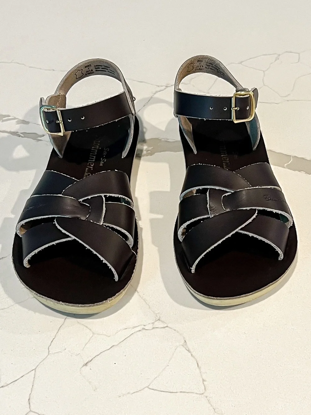 Saltwater Chocolate Brown Sun San Swimmer Sandals Little Kids Sz 1